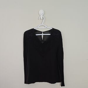 Ann Taylor Black Blouse with Elegant Long Sleeves